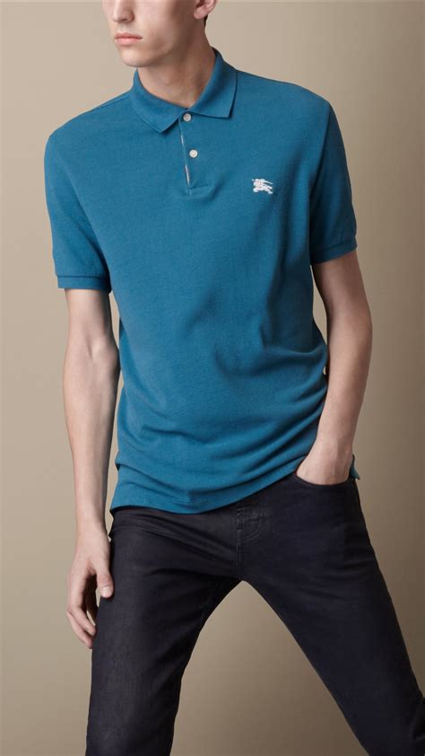 men baby blue burberry shirt|Burberry cotton polo shirt.